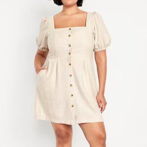NWT Old Navy puff sleeve linen blend mini dress - 4X